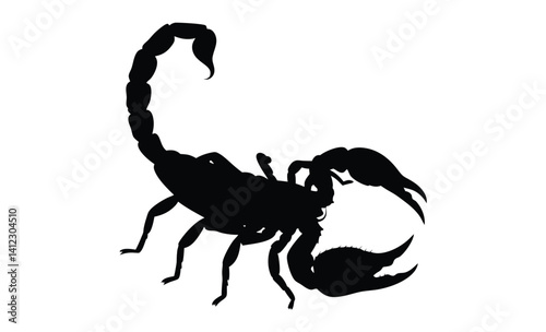 Scorpion silhouette vector, Walking scorpion icon, Insect illustration, Scorpion on white background