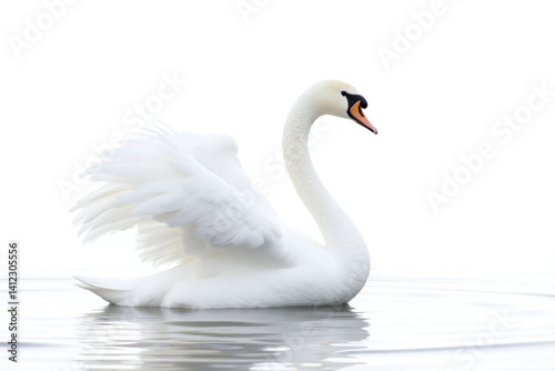white swan flapping its wings in the water