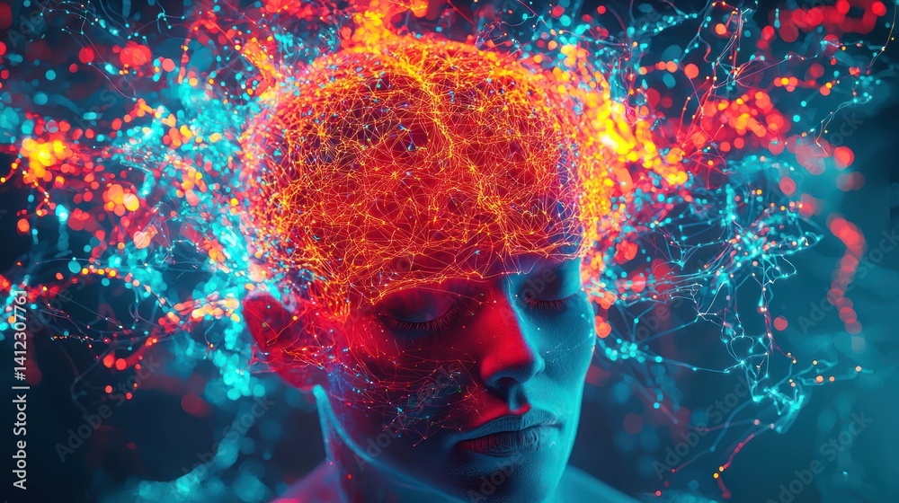 Abstract brain explosion, energy, mind, concept art, digital illustration, for science or psychology Abstract brain explosion, energy, mind, concept art, digital illustration, for science or psychology
