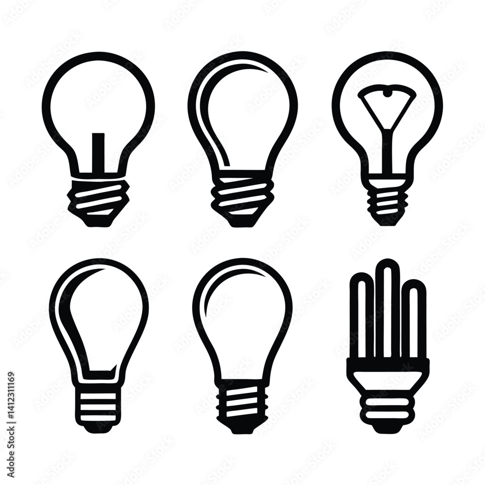 Minimalist Lightbulb vector Design Collection. Minimalist Lightbulb vector Design Collection.