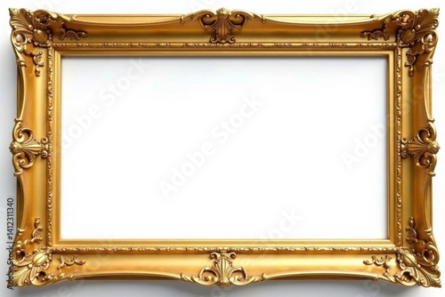 Elegant ornate gold vintage frame isolated on white , vintage, design