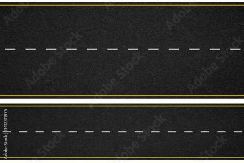Realistic asphalt road texture white yellow