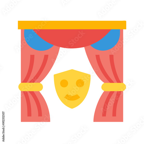 Theater Curtain with Stage Lights Icon Design