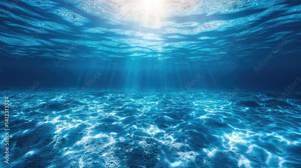 Fototapeta premium Blue ocean surface seen from underwater