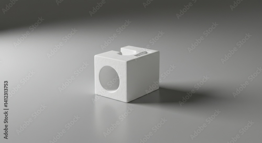Fototapeta premium Minimalist White Pencil Sharpener on Gray Surface