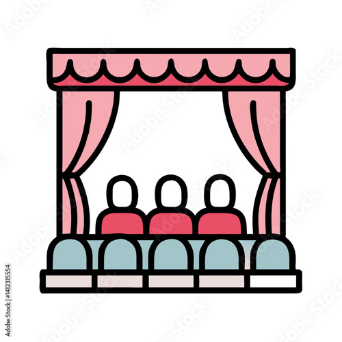 Theater Curtain with Stage Lights Icon Design