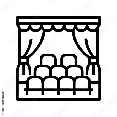 Theater Curtain with Stage Lights Icon Design
