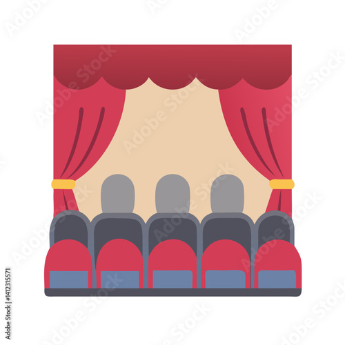 Theater Curtain with Stage Lights Icon Design