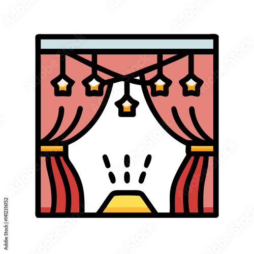 Theater Curtain with Stage Lights Icon Design