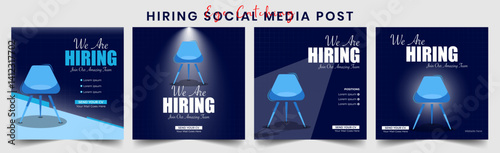 We Are Hiring Social Media Post Template for Job Vacancies Recruitment Ads and Career Opportunities Fully Editable Design Ideal Companies Promoting Open Positions on Instagram Facebook and LinkedIn.