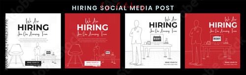We Are Hiring Social Media Post Template for Job Vacancies Recruitment Ads and Career Opportunities Fully Editable Design Ideal Companies Promoting Open Positions on Instagram Facebook and LinkedIn.