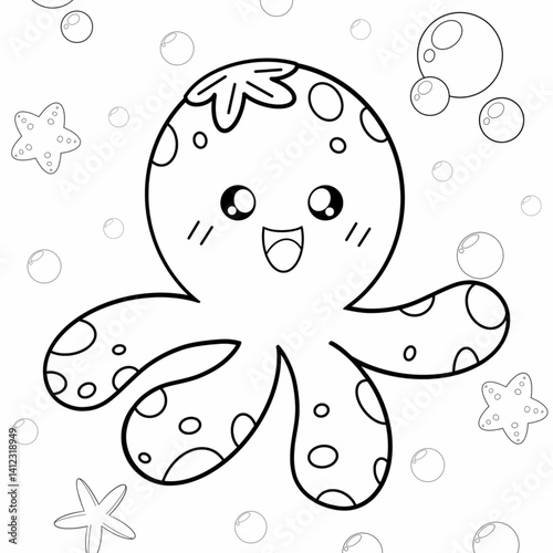Octopus coloring cartoon 