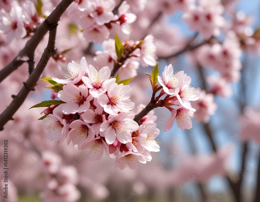 Blossoming cherry trees in spring,Spring Background.selective focus Blossoming cherry trees in spring,Spring Background.selective focus