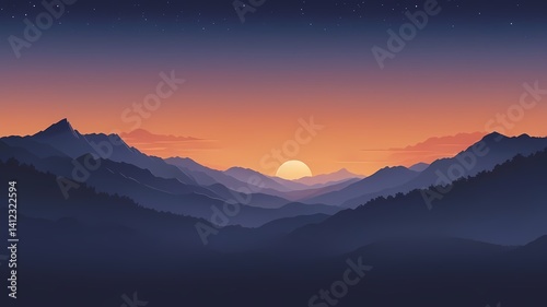 Twilight sky gradient, navy blue transitioning to soft orange hues