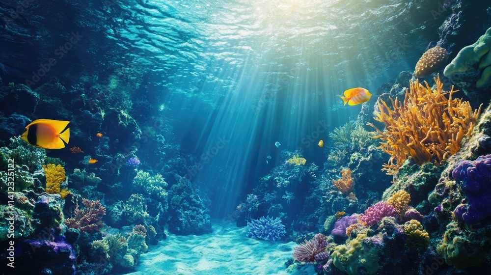 Fototapeta premium Breathtaking underwater scenery of the magical ocean world