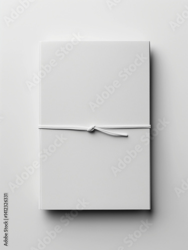 Minimalist white document folder with elastic band – top view stationery mockup