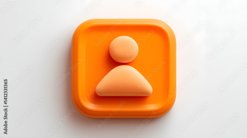 A vibrant orange icon featuring a stylized person symbol with smooth, rounded edges.