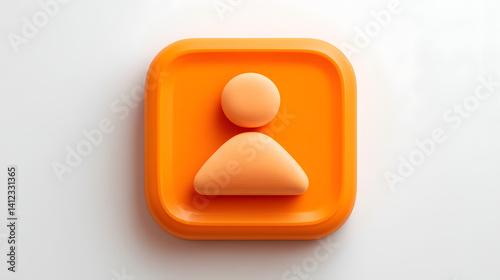 Obraz na płótnie A vibrant orange icon featuring a stylized person symbol with smooth, rounded edges. w salonie