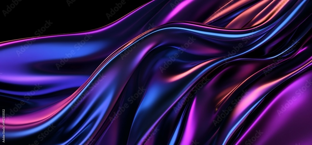 Fototapeta premium Fluid iridescent fabric drapes