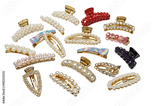 hair clips on white background