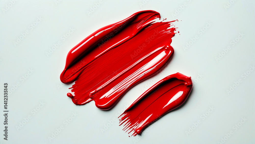 Vibrant red brushstroke on white background Vibrant red brushstroke on white background