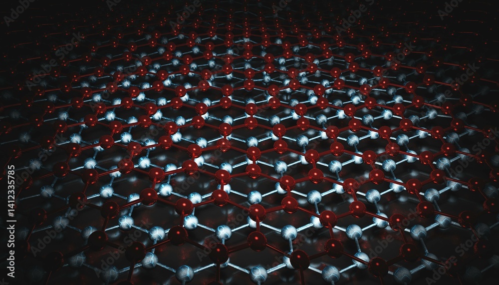 Fototapeta premium Carbon cloth, nanomaterial structure, Nanotubes modern technologies, graphene molecular structure, carbon fiber, 3D rendering