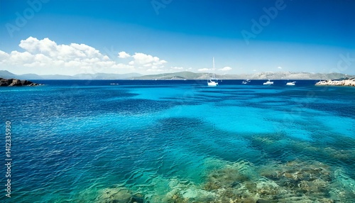 Beautiful tropical beach with palm trees, sunset beach seascape, design template for travel banner.