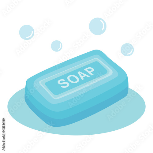 Vector illustration of soap on white background. Soap for cleaning and bathing.