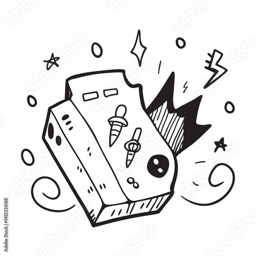 Doodle Rock Punk Star and Heart Icons – Hand Drawn Crayon Style