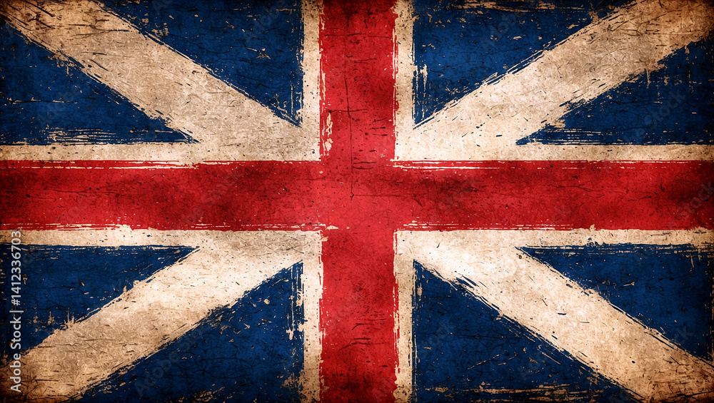 Fototapeta premium Vintage union jack on distressed textured background