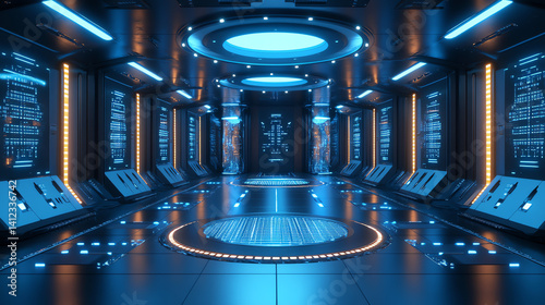 Futuristic AI robot in a high-tech lab with glowing circuits, sleek metallic design, and cinematic sci-fi lighting. Perfect for tech, robotics, and sci-fi themes