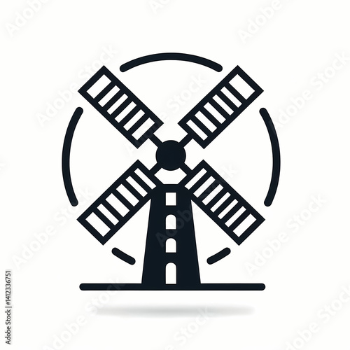 Obraz na płótnie Minimalist windmill icon in black on a light background w salonie