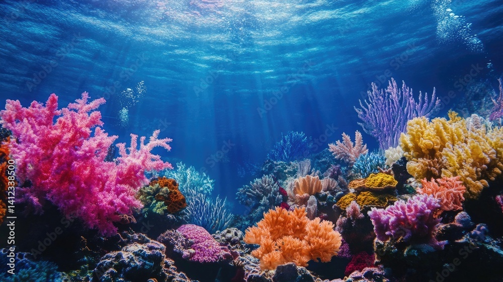 Fototapeta premium Colorful coral reef underwater scene