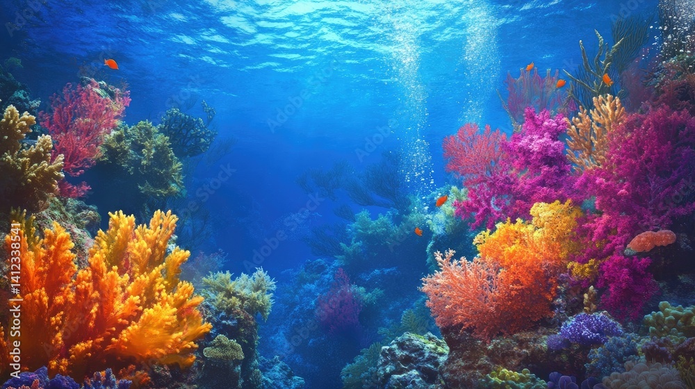 Fototapeta premium Colorful coral reef underwater scene