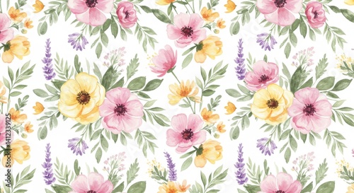 Wallpaper Mural Colorful pastel seamless flower background Torontodigital.ca