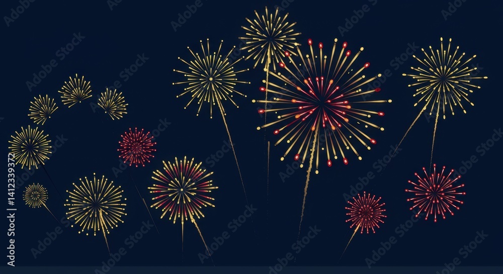 Fototapeta premium Geometric Fireworks Illustration