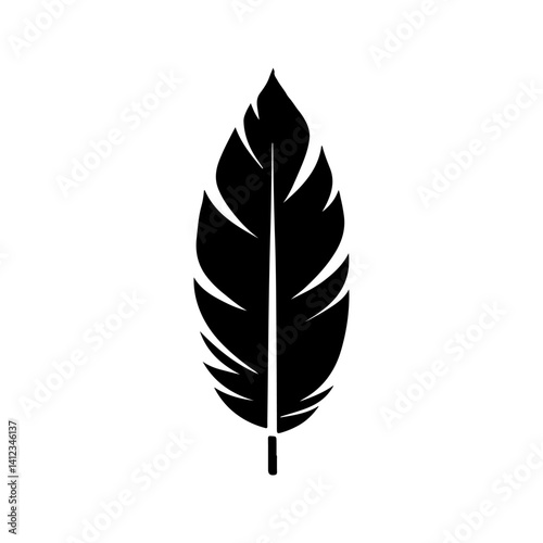 feather vector logo illustration. black and white icon silhouette