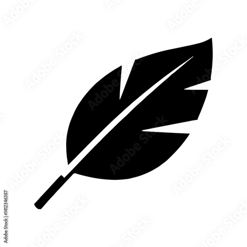 feather vector logo illustration. black and white icon silhouette