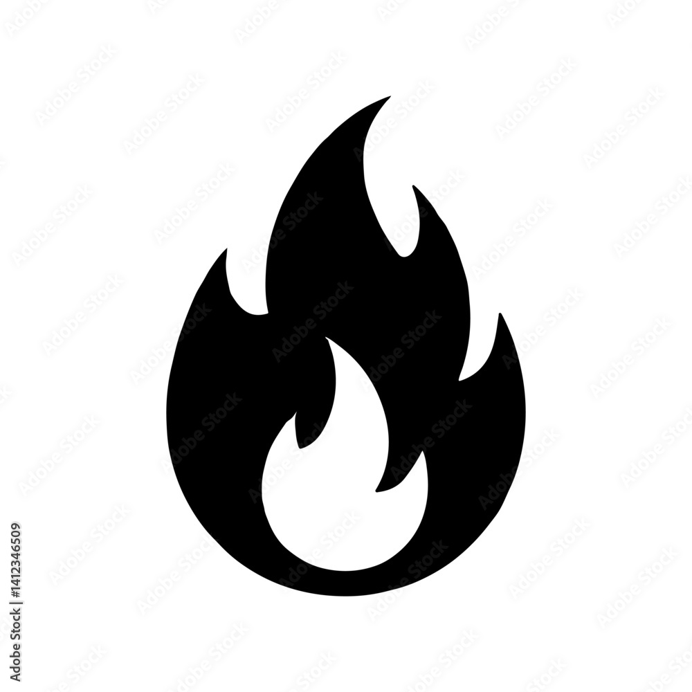 flame vector logo illustration. black and white icon silhouette flame vector logo illustration. black and white icon silhouette