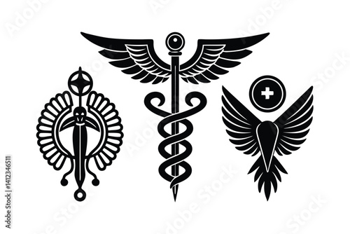 Symbols of Science Greek Medicine Industry Set