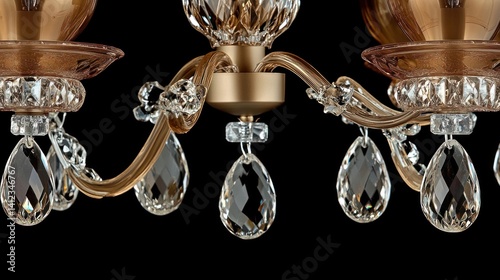 Crystal chandelier detail, interior, elegant, lighting, home decor