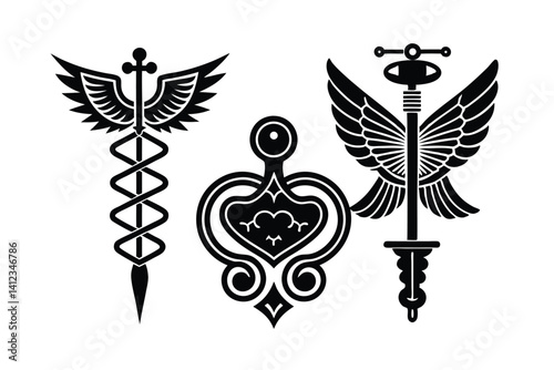 Symbols of Science Greek Medicine Industry Set