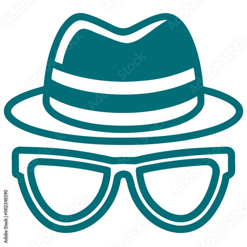Simple Line Icon of Jazz Hat and Sunglasses  