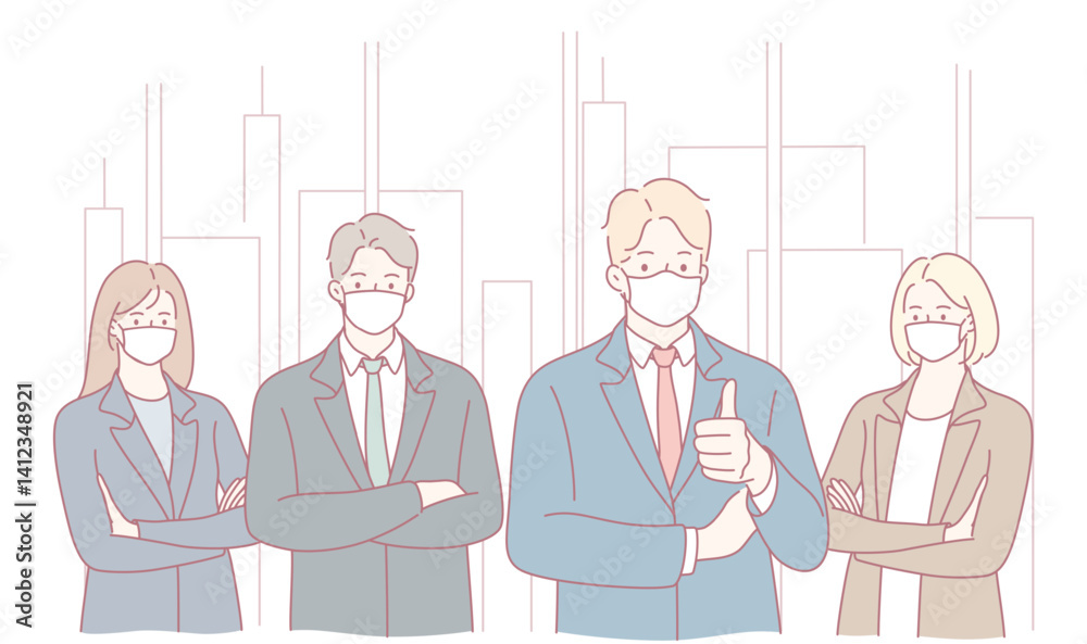 A diverse group of professionals in business attire, showcasing teamwork, confidence, and cooperation A diverse group of professionals in business attire, showcasing teamwork, confidence, and cooperation