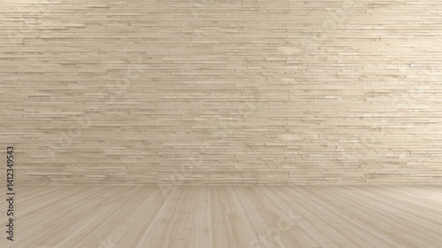 Interior Mockup Featuring Stone Wall and Wood Floor for Design Presentation