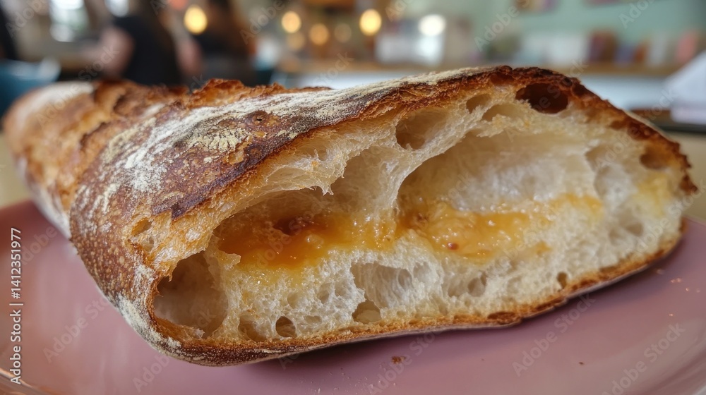 Close-up of a sliced artisan bread with apricot filling. Close-up of a sliced artisan bread with apricot filling.