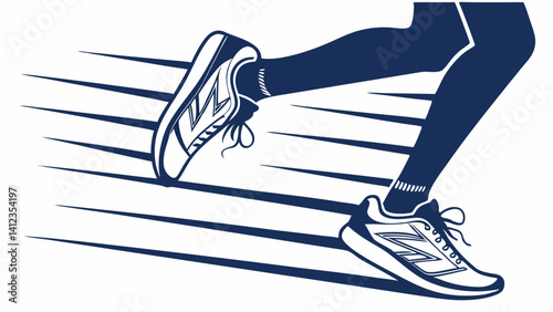 Runner s powerful stride dynamic motion navy blue silhouette clean lines speed energy athleticism fitness running