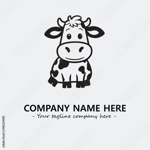 Cow illustration black and white for logo company vector image
