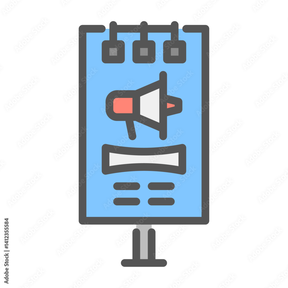 Fototapeta premium billboard filled outline icon. advertising color line illustration.