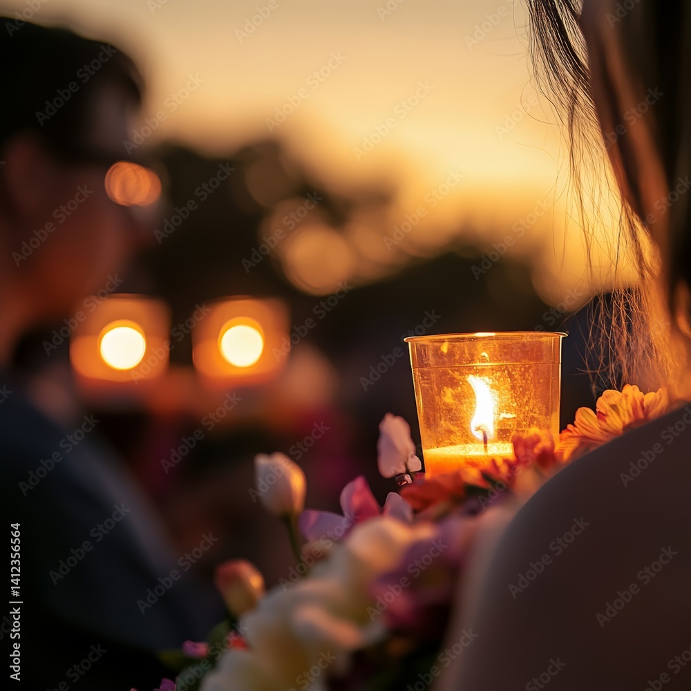 Woman holds a candle in a clear plastic cup